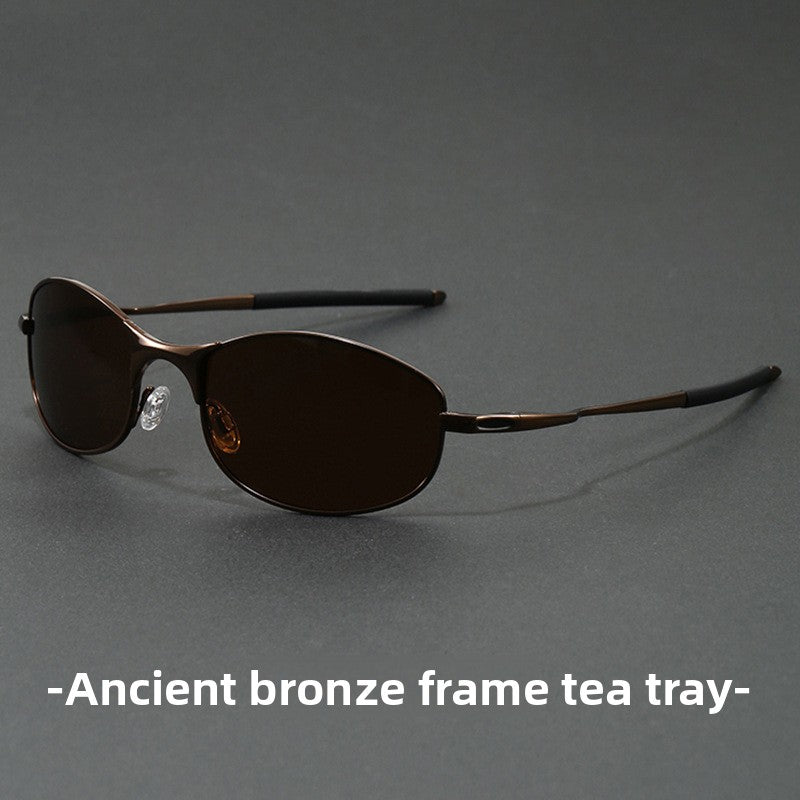 Retro Polarized Sunglasses for Men and Women UV400 Protection Metal Frame for Driving Fishing Cycling