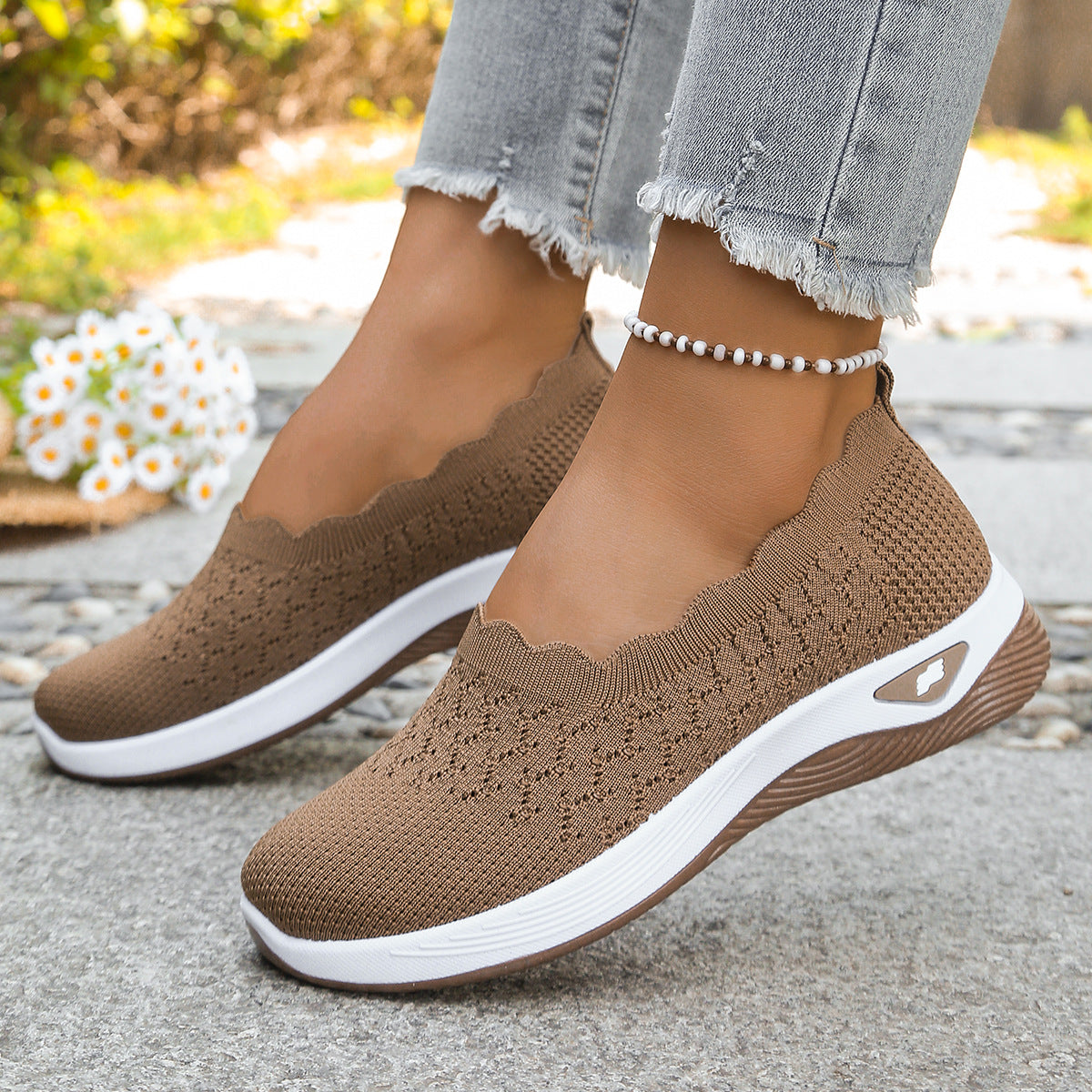 Middle-aged and elderly walking shoes, easy-to-wear casual shoes with one-step lacing