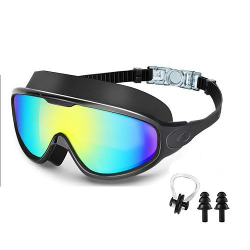 Large Frame Anti-Fog Swimming Goggles with Earplugs