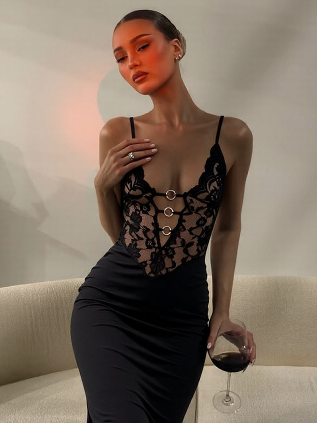 Fashionable halter top long dress