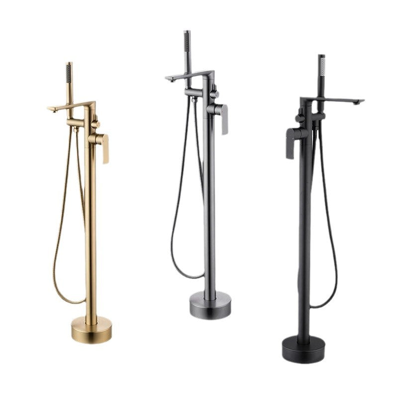 Standing Cylinder-Edge Floor-Mount Shower Set with Bathtub Faucet