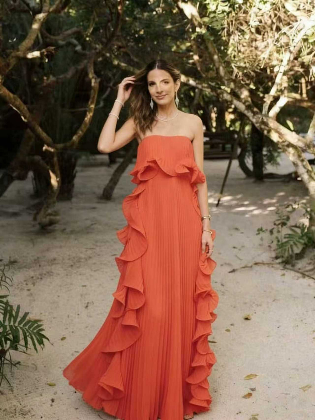 Pleated Off-Shoulder Flared Dress