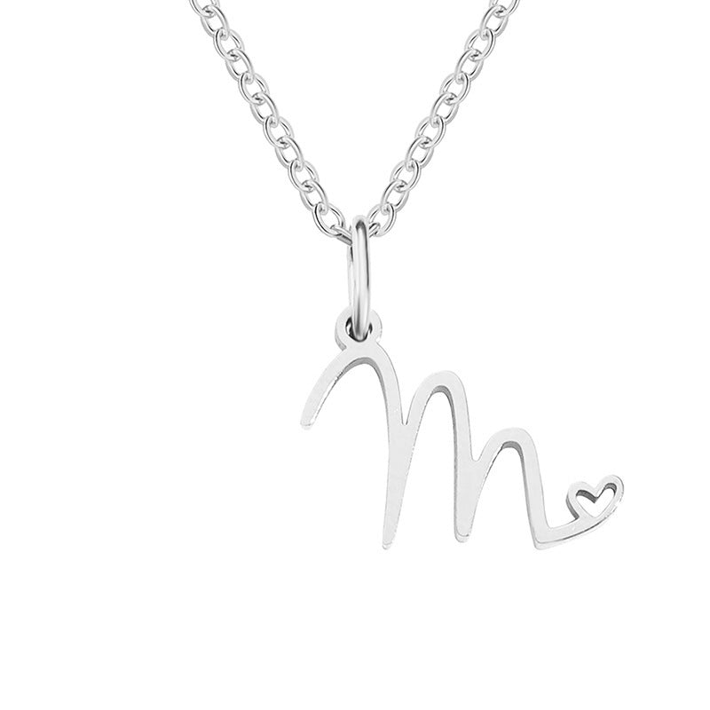 Alphabet Letter Stainless Steel Necklace