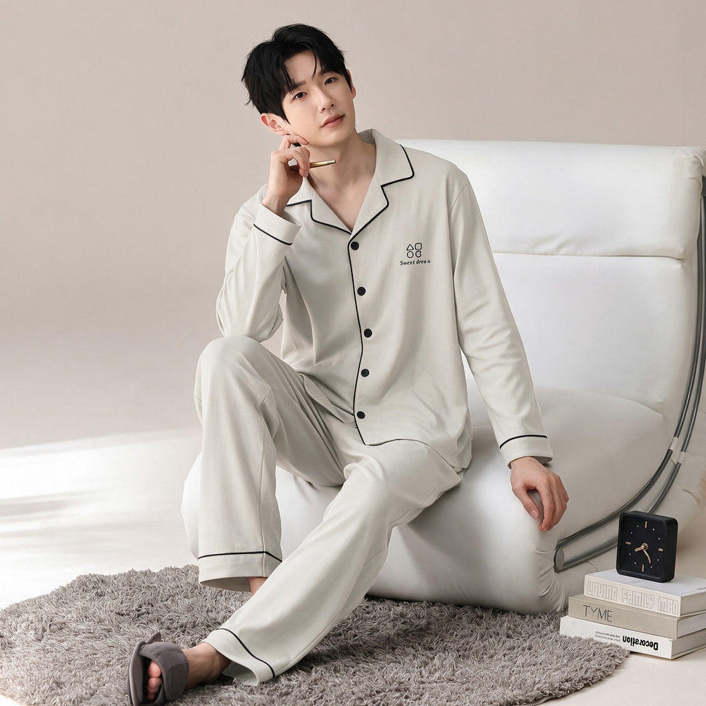 Men's 100% Pure Cotton Long-Sleeve Pajama