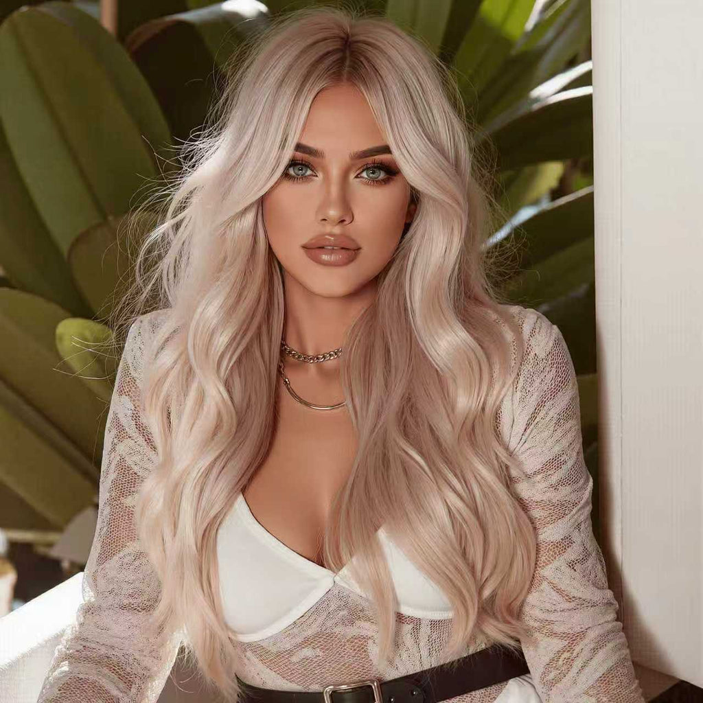Brown Bang Long Curly Hair Wig