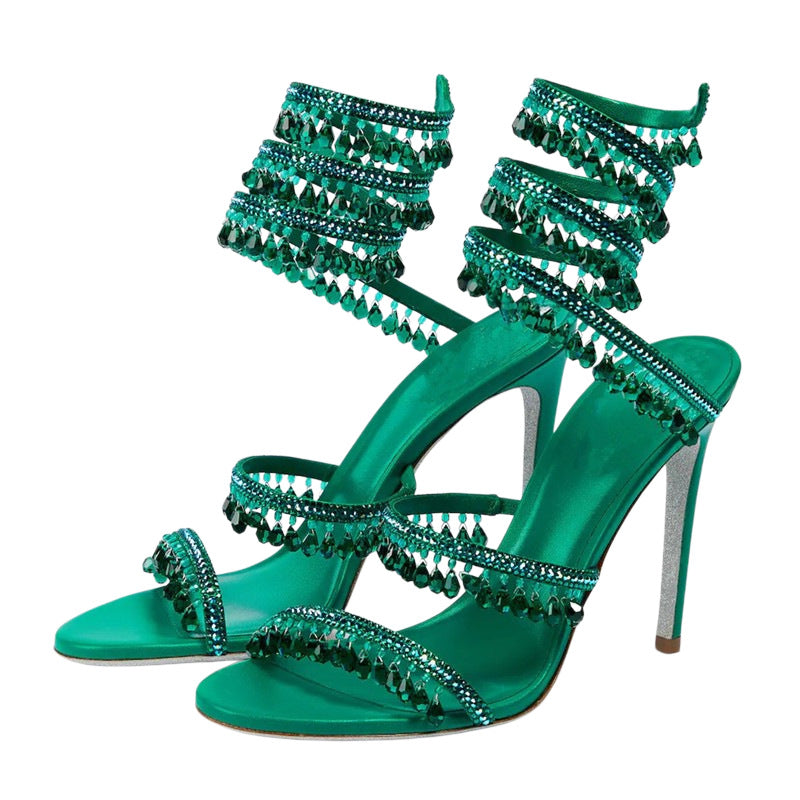 Women's glitter-studded ankle strap sandals