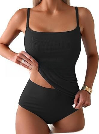 Women One Piece Swimsuit Solid Color Striped Sexy Swimwear