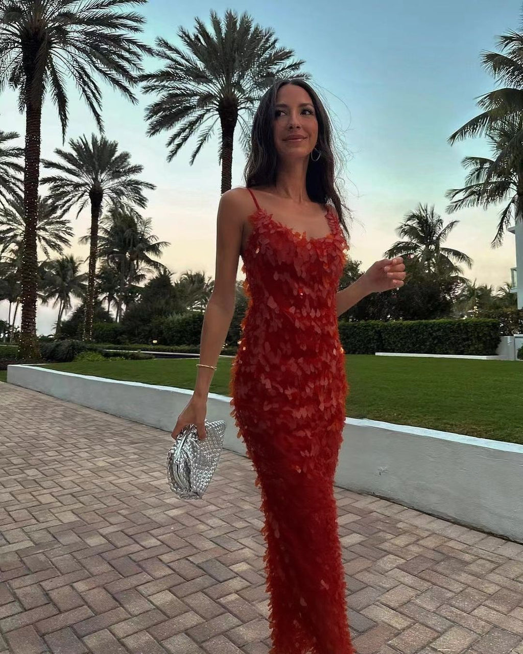 Sequined Backless Long Dress