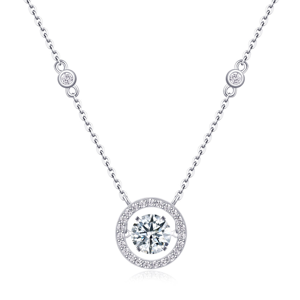 Sterling Silver Moissanite Geometric Pendant Necklace
