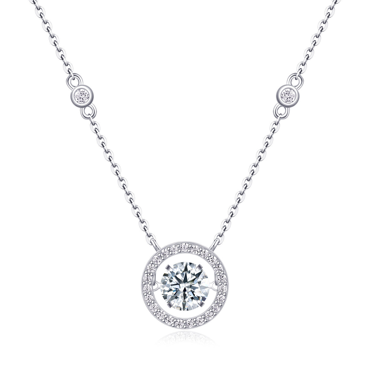 Sterling Silver Moissanite Geometric Pendant Necklace
