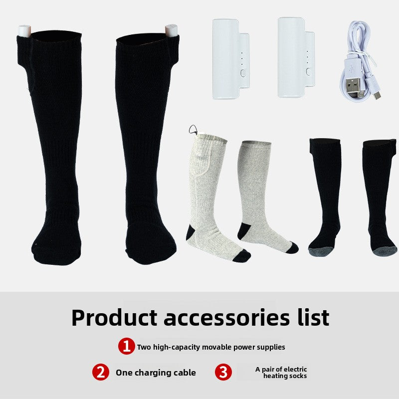 USB Charging Heating Socks Winter Thermal Electric Socks