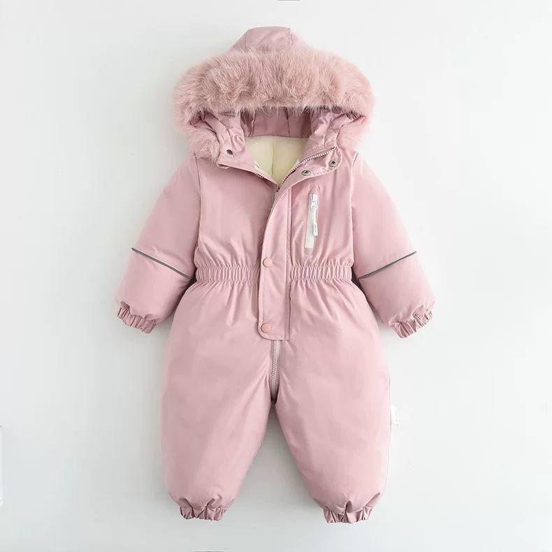 Warm, thickened one-piece ski suit for boys and babies