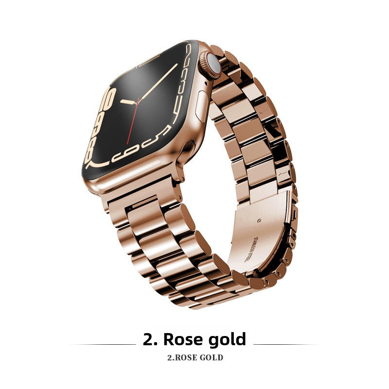Three Bead Solid Stainless Steel Watch Band