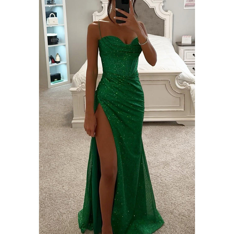 Sling Neck A-Line Long Dress