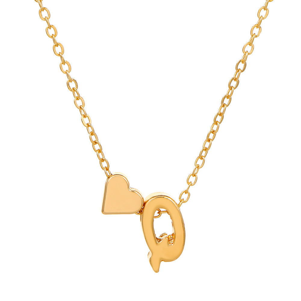 Heart Letter Necklace and Bracelet Set