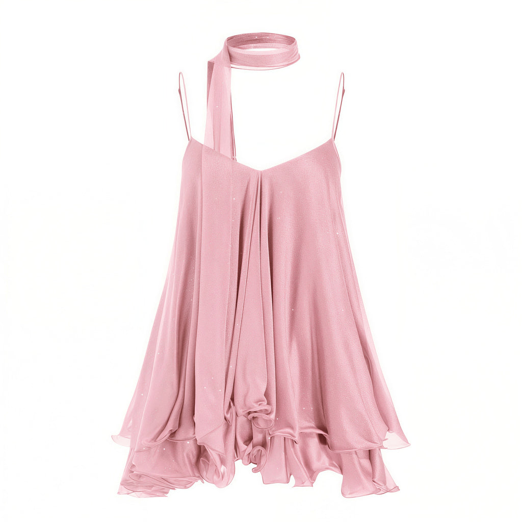 Women?s Sequin V-Neck Sleeveless Ruffled Mini Party Dress