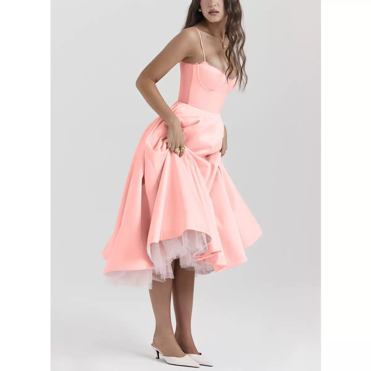 Double Layer V Neck Sleeveless Tutu Dress
