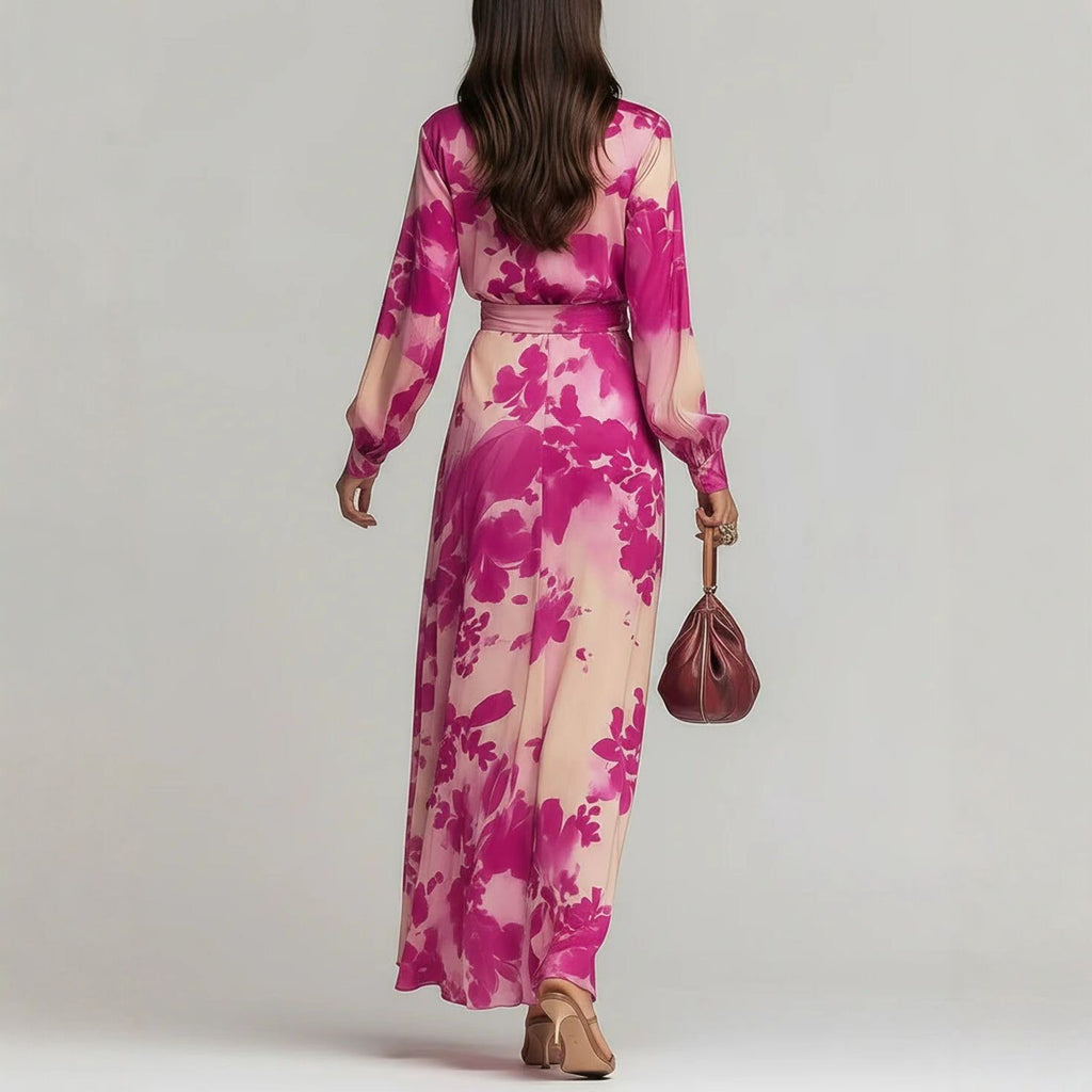 Floral Print Chiffon Tie Waist Dress
