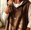 Women's Buttoned Hooded Faux Wool Solid Color Cardigan for Autumn and Winter