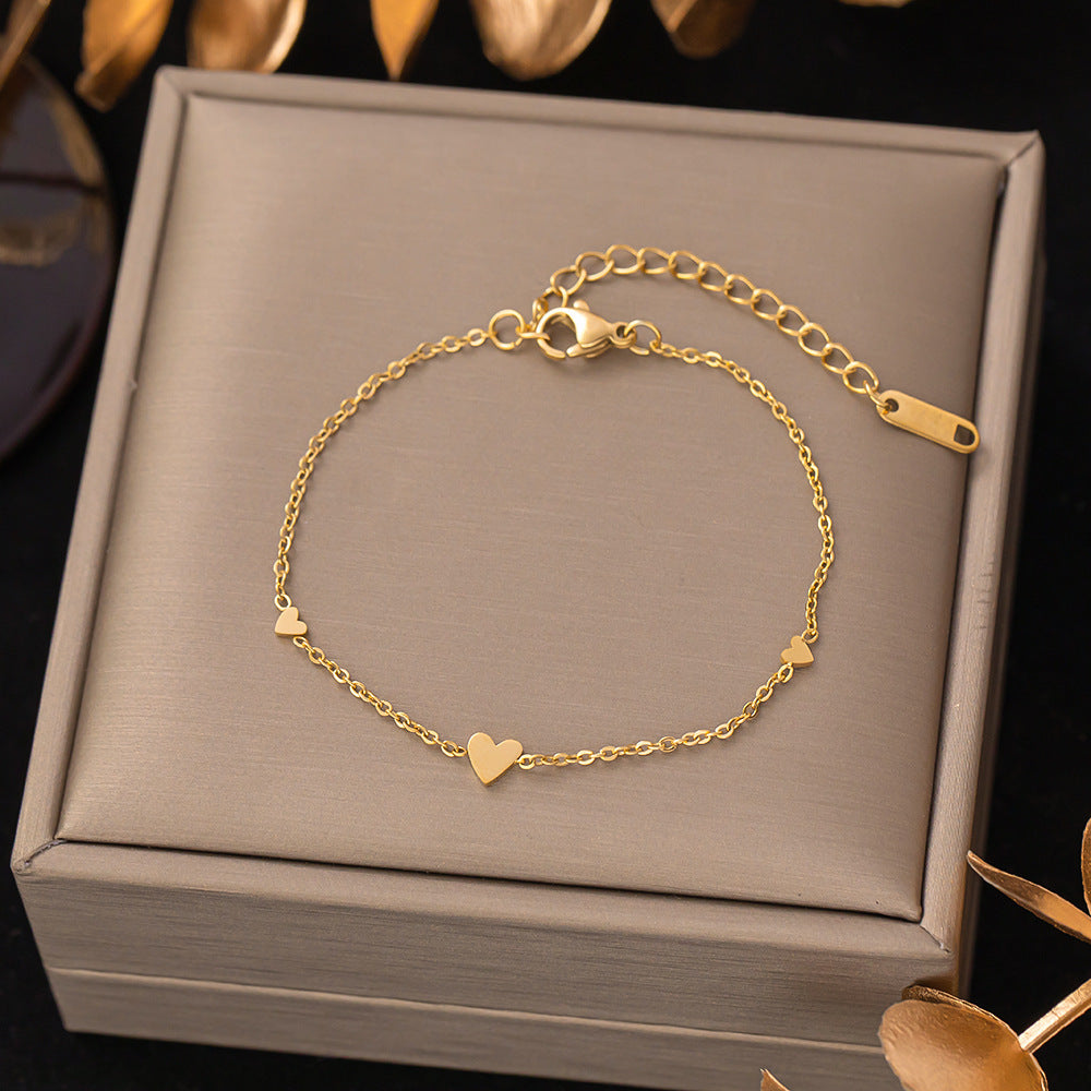 Women's Titanium Steel Inlaid Charm Bracelet Versatile Fashion Jewelry