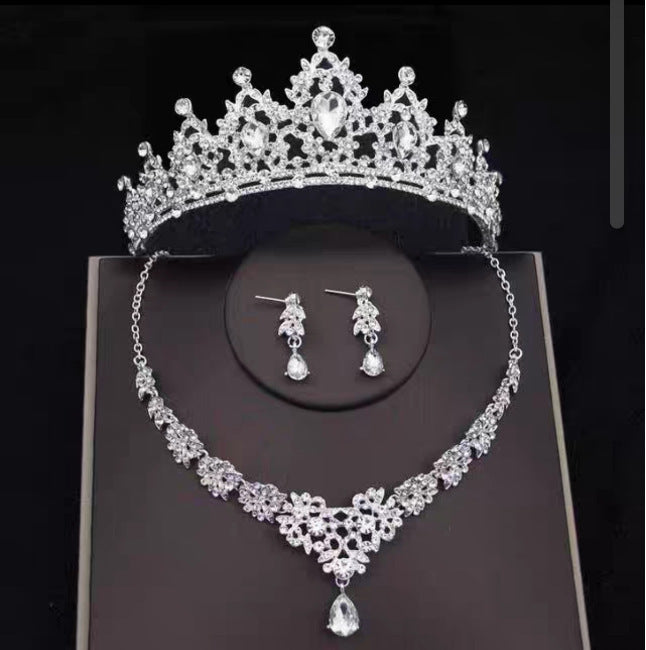 Bridal Crown Tiara Three-Piece Set