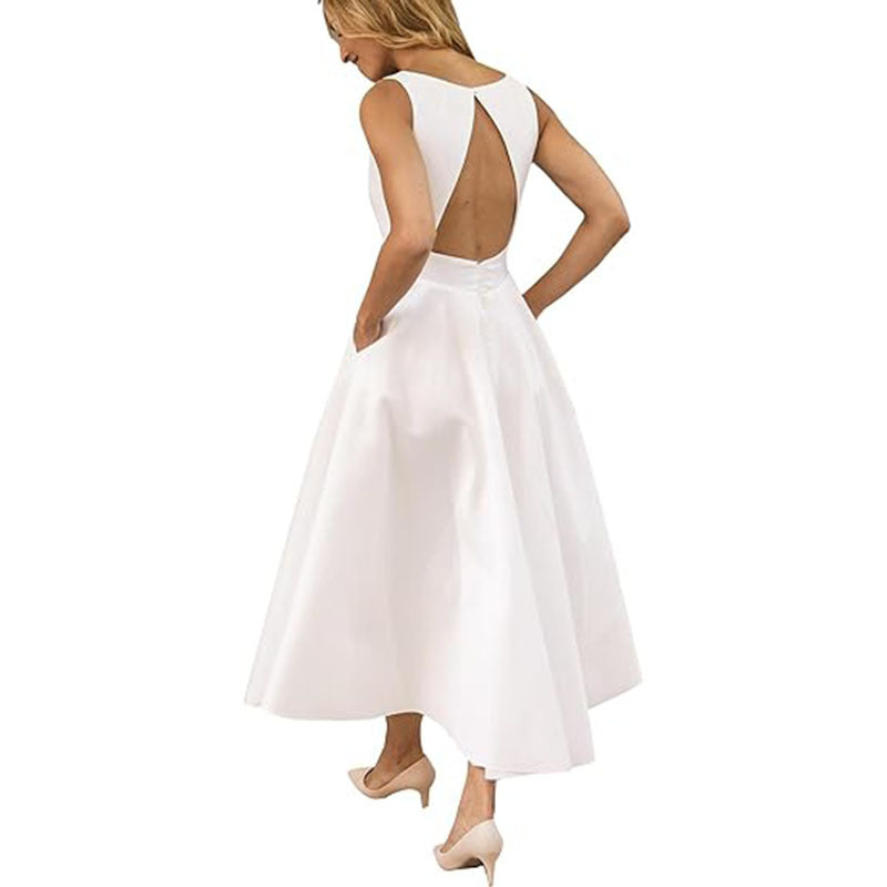 Elegant Women's V-Neck Sleeveless Cocktail Dress