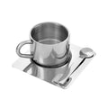 Stainless Steel Coffee Cup Set with Spoon and Base