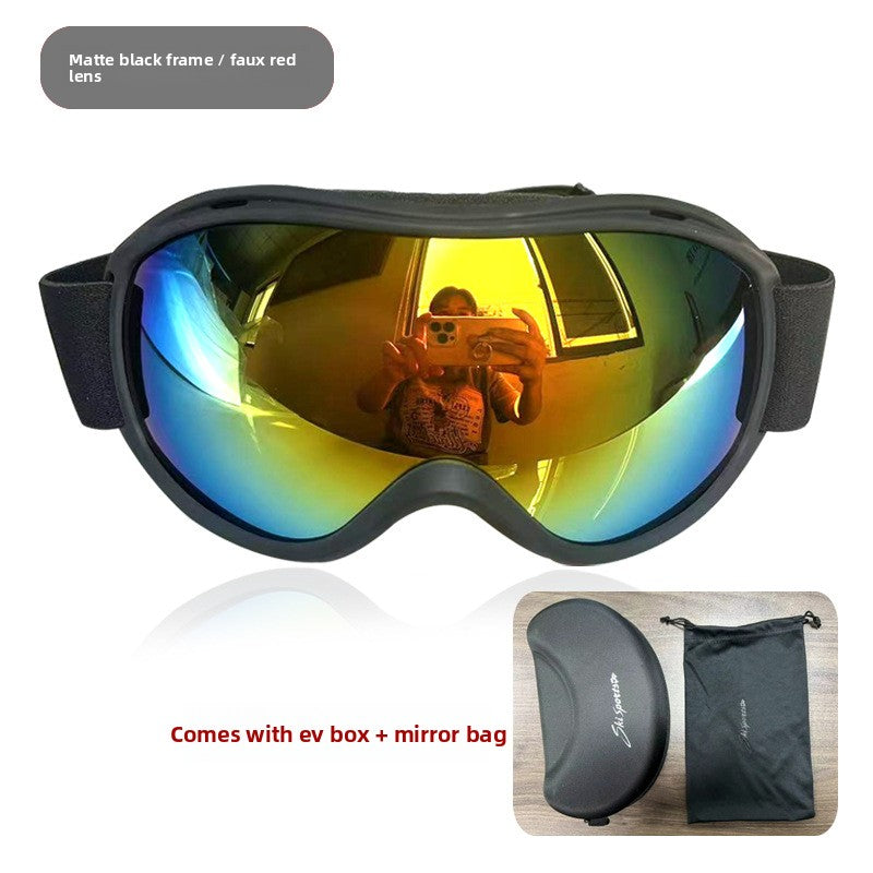 Spherical Ski Goggles with Double-Layer Anti-Fog
