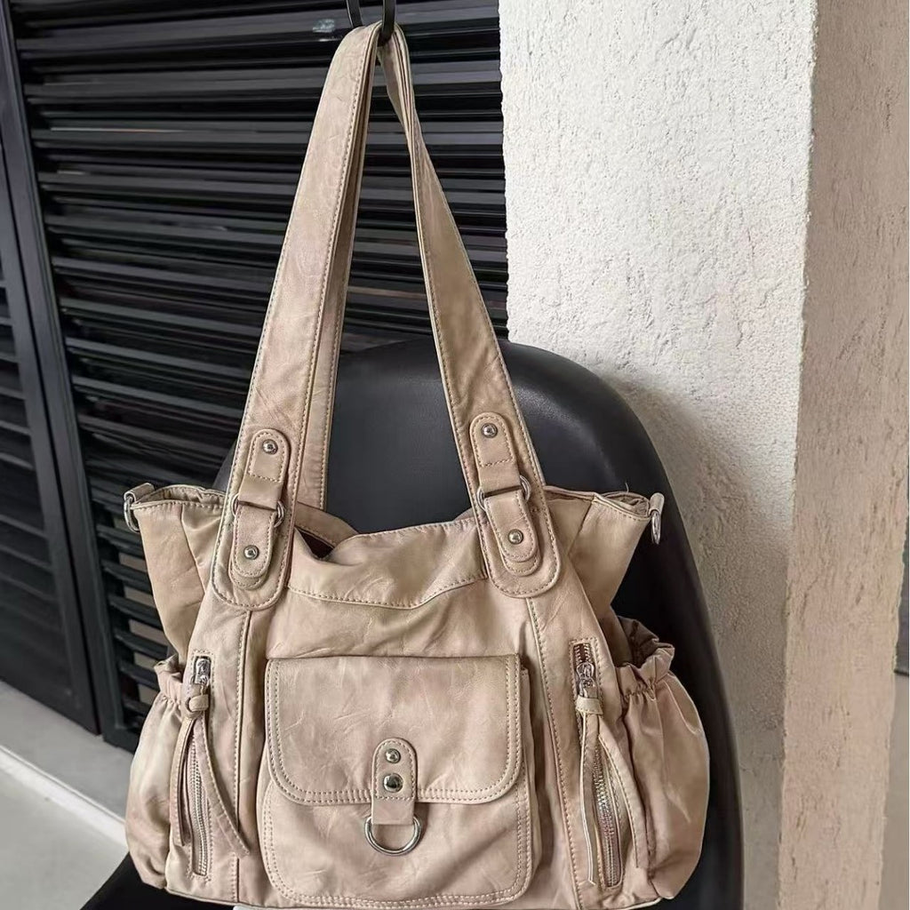 Vintage Washed Single Shoulder Tote Bag