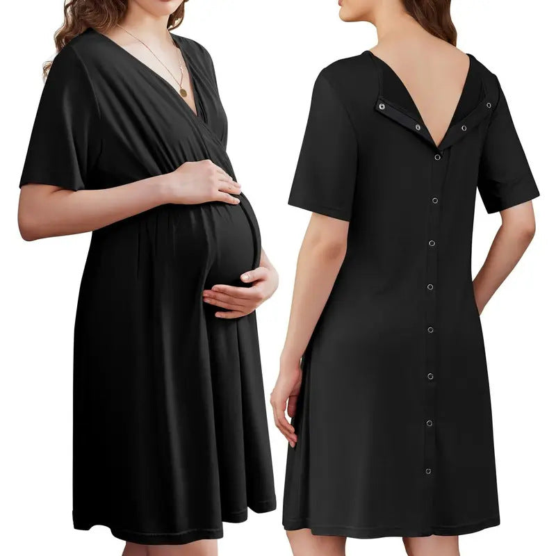 Loose V-Neck Short Sleeve Dress