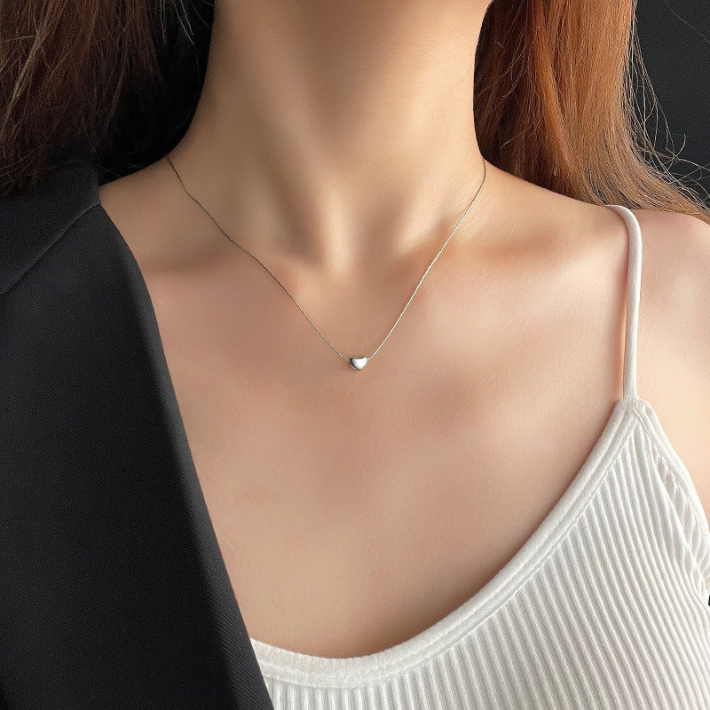 Titanium Steel Heart-Shaped Necklace for Women Fashion Heart Pendant Necklace