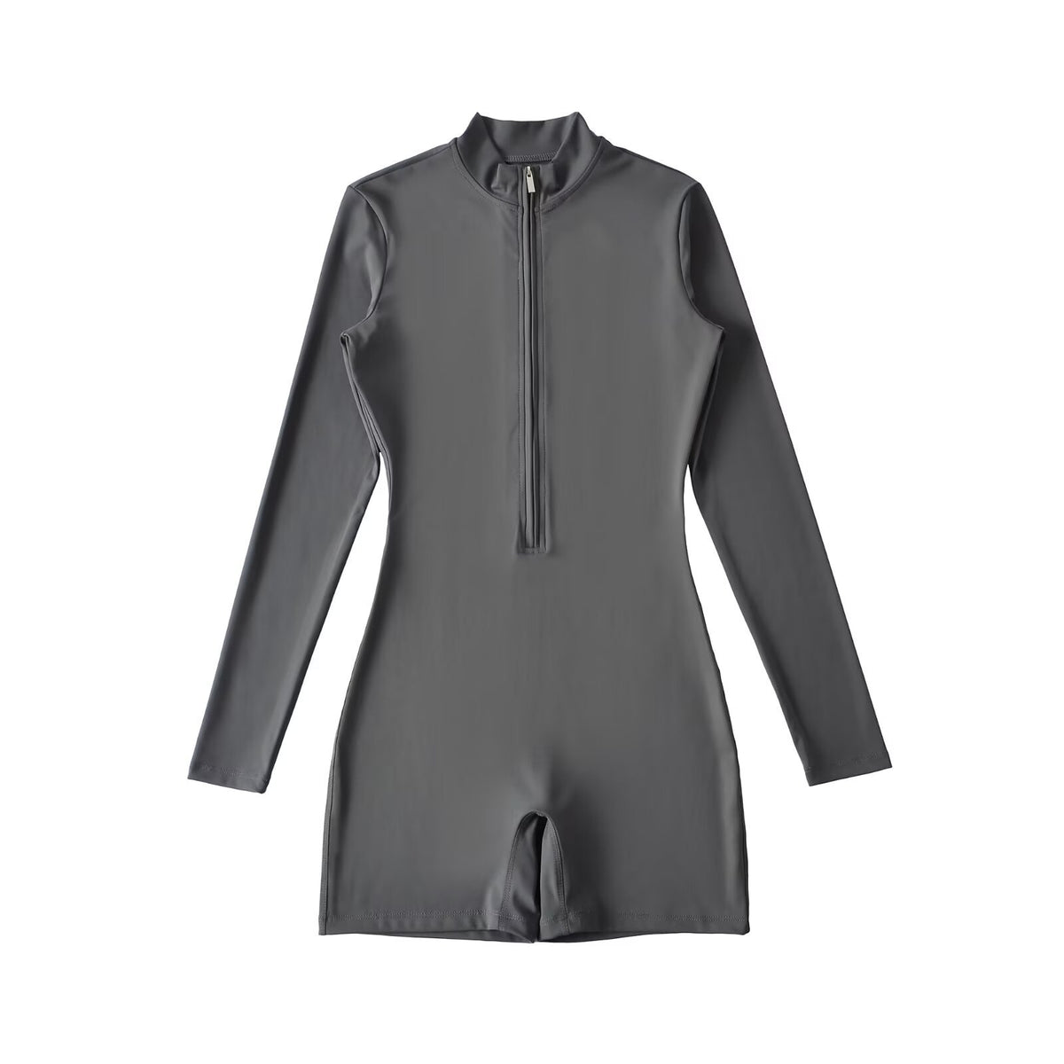 Zip-Up Long-Sleeve Fitness Jumpsuit
