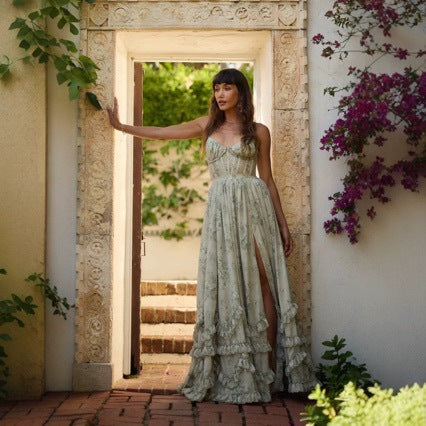 Women's Strapless Chiffon Maxi Dress