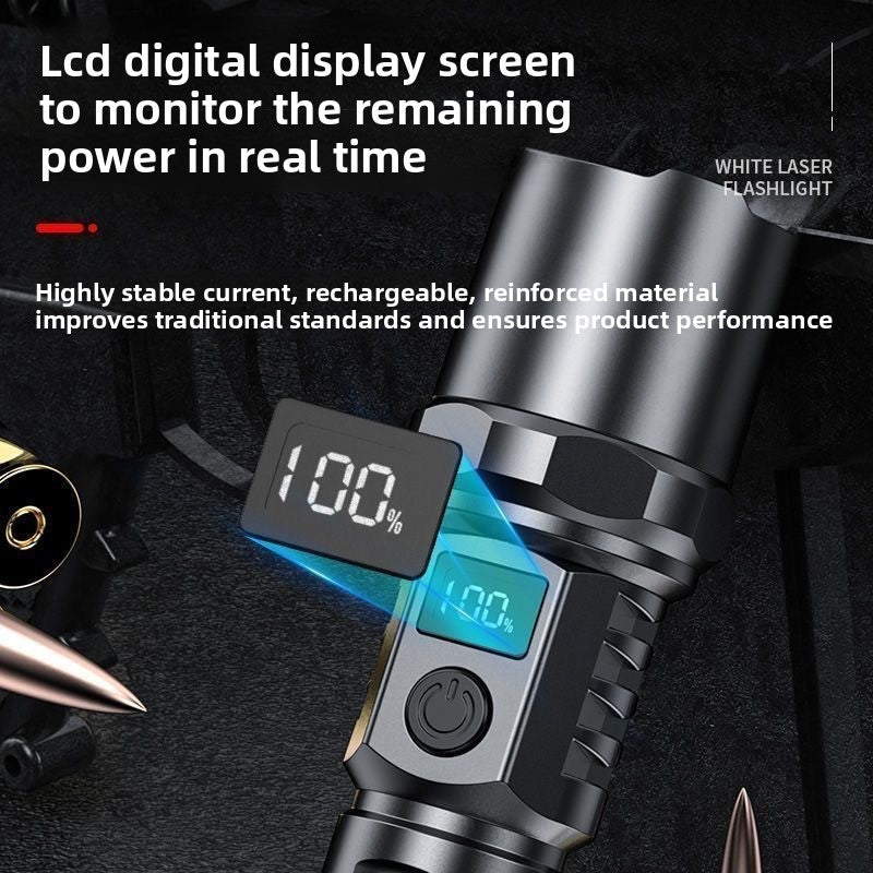 strong flashlight rechargeable with digital display