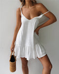 Women's V Neck Backless Suspender Dress