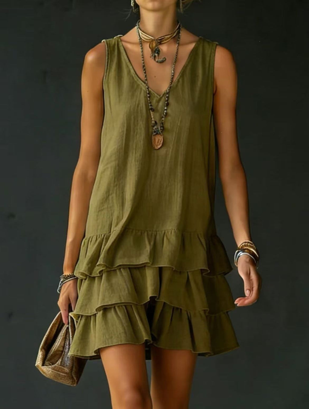 Sleeveless V-Neck A-Line Dress