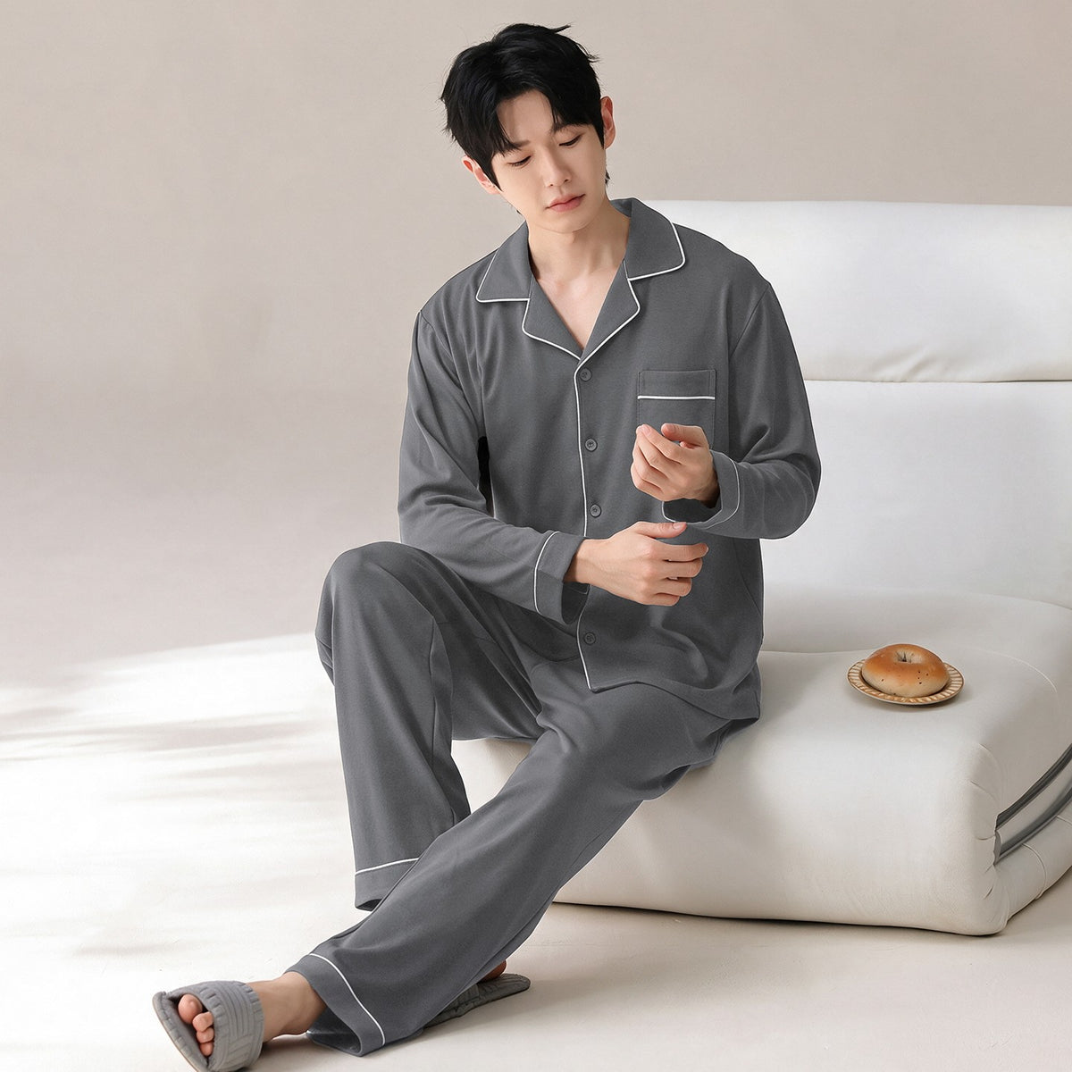 Men's 100% Pure Cotton Long-Sleeve Pajama