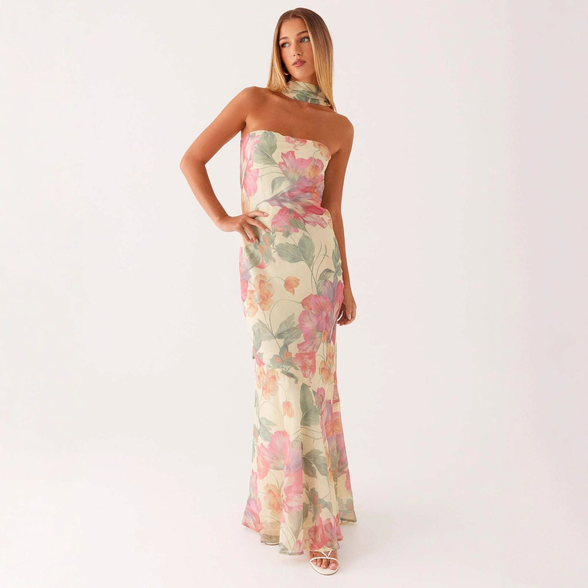 Floral Print Chiffon Bodycon Dress