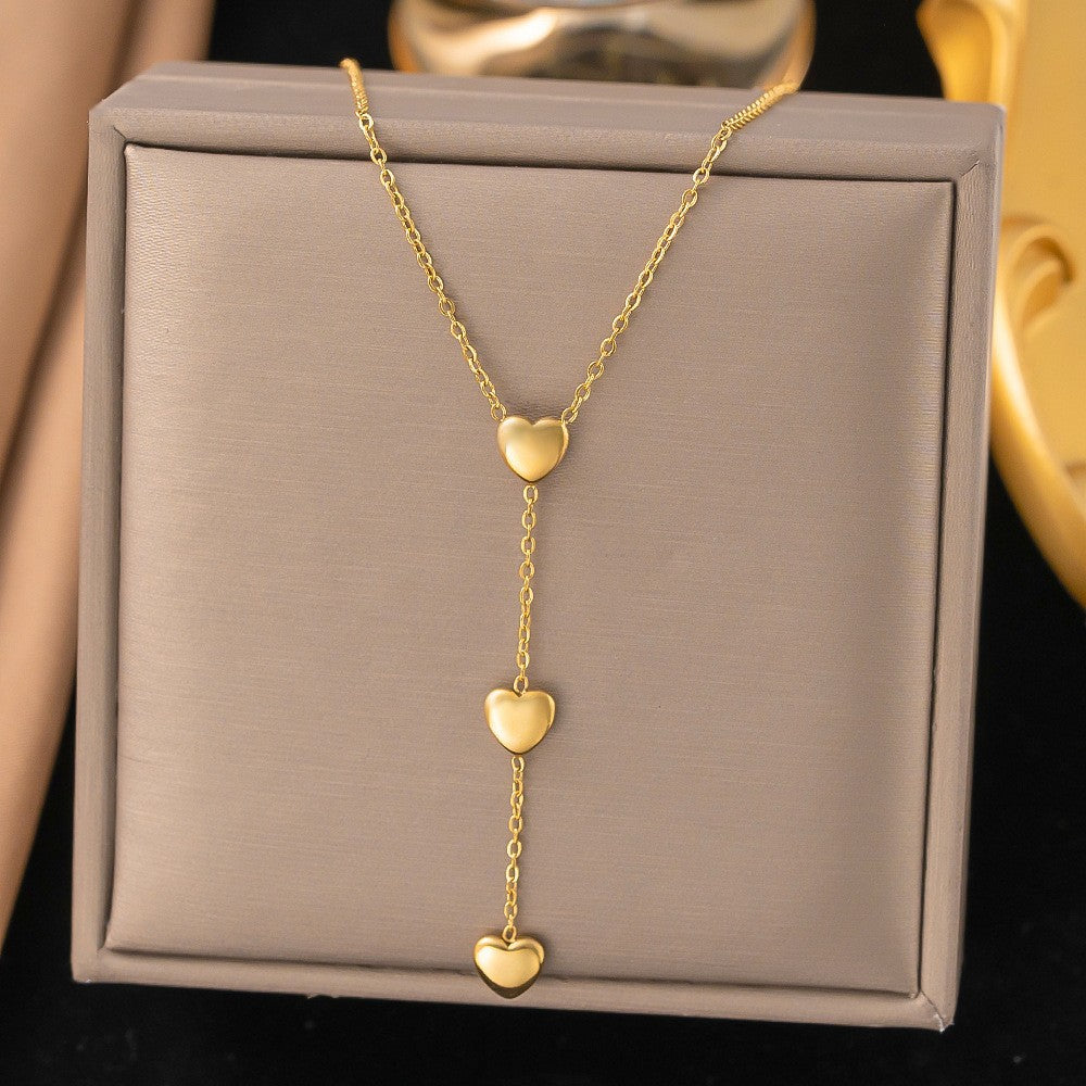 Heart Tassel Titanium Steel Necklace