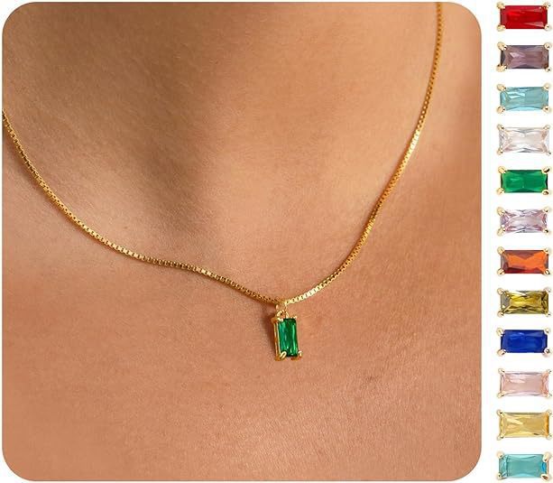 Gold-Plated Imitation Gold December Birthstone Birthstone Pendant Necklace