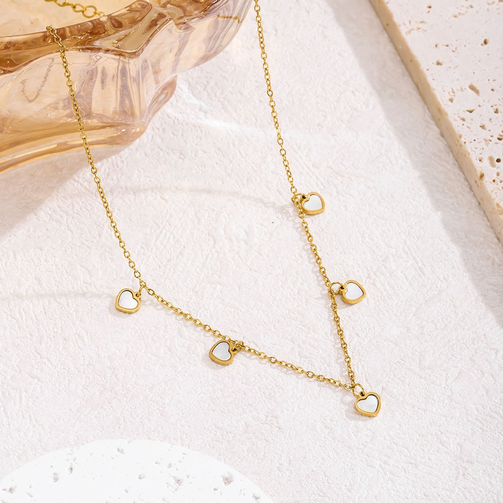 Mother-of-Pearl Heart Necklace with Adjustable Chain