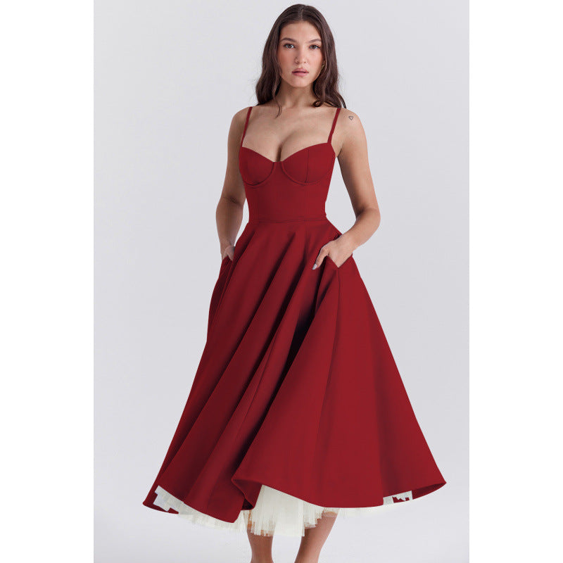 French Style Mesh Princess Dress with Flared Hem