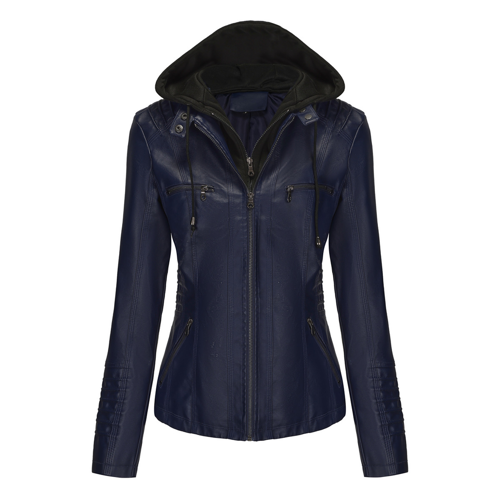 Hooded PU Leather Jacket