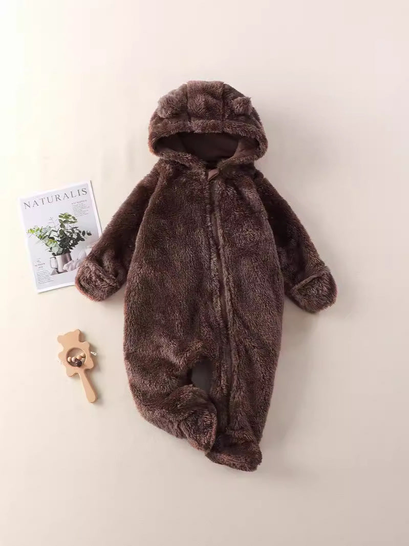 Infant Plush Jumpsuit with Hand and Foot Coverage