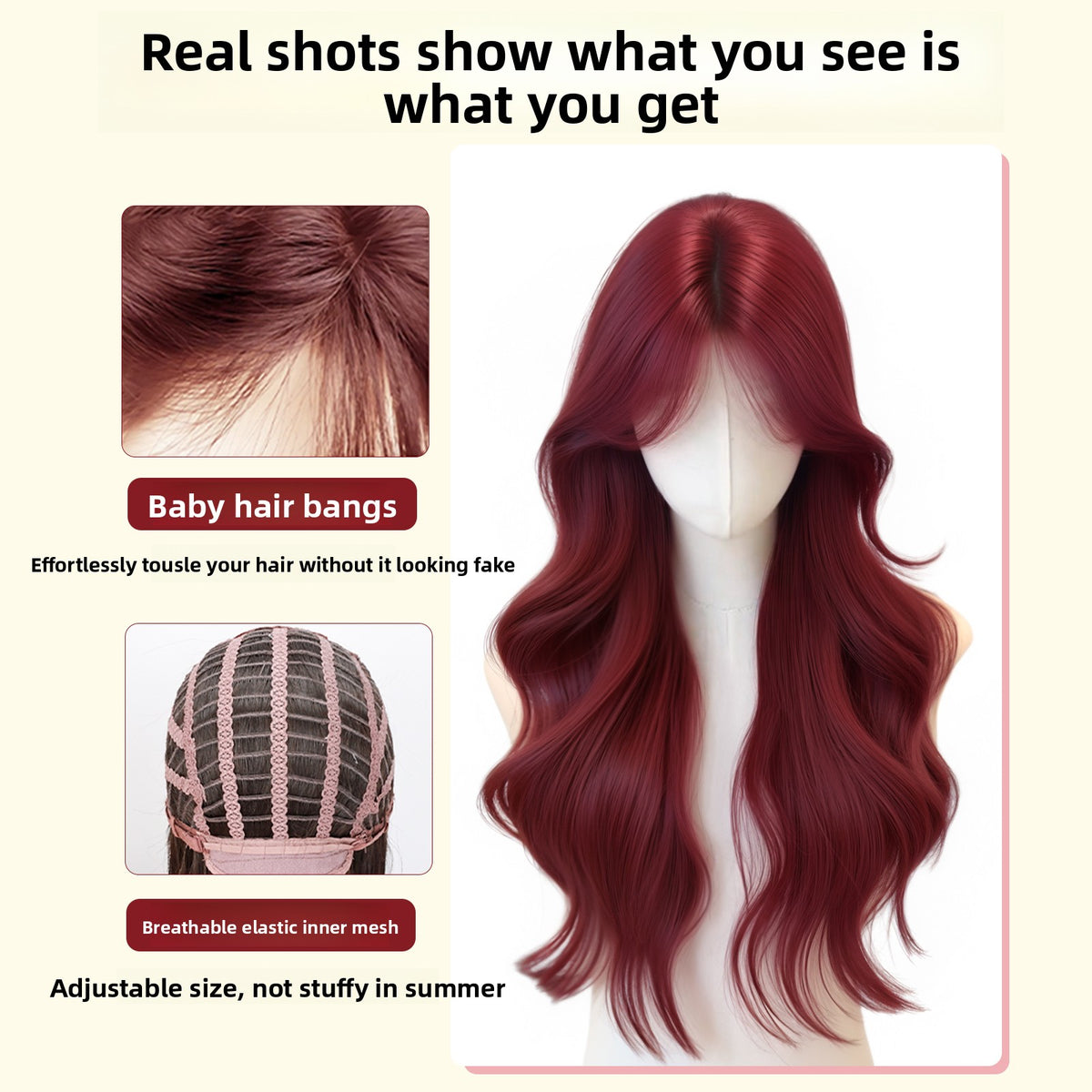 Long Curly Raspberry Red Synthetic Hair Wig