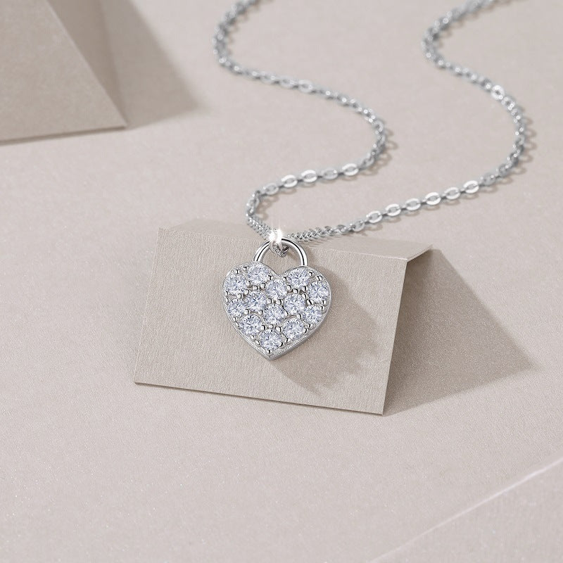 Sterling Silver Moissanite Geometric Pendant Necklace