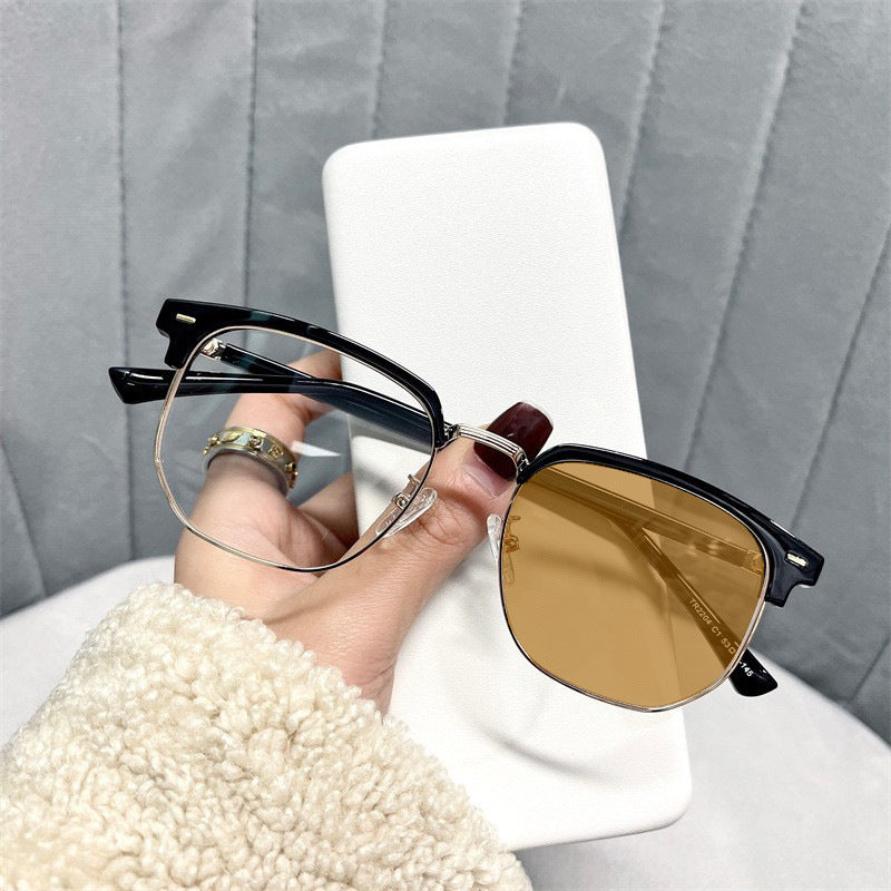 Photochromic Half-Frame Glasses with Anti-Blue Light