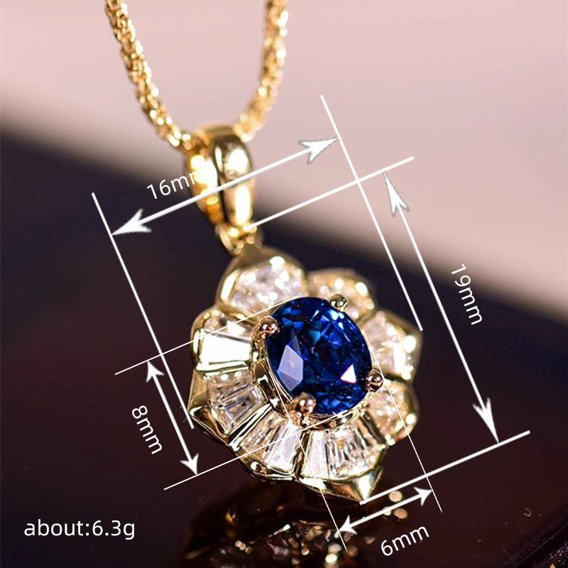 Geometric Begonia Flower Zircon Necklace