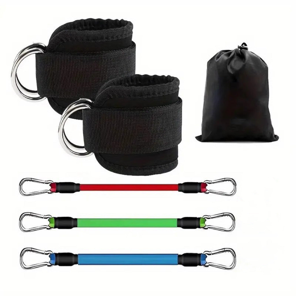 Adjustable Ankle Straps with Resistance Tubes for Leg and Glute Workouts
