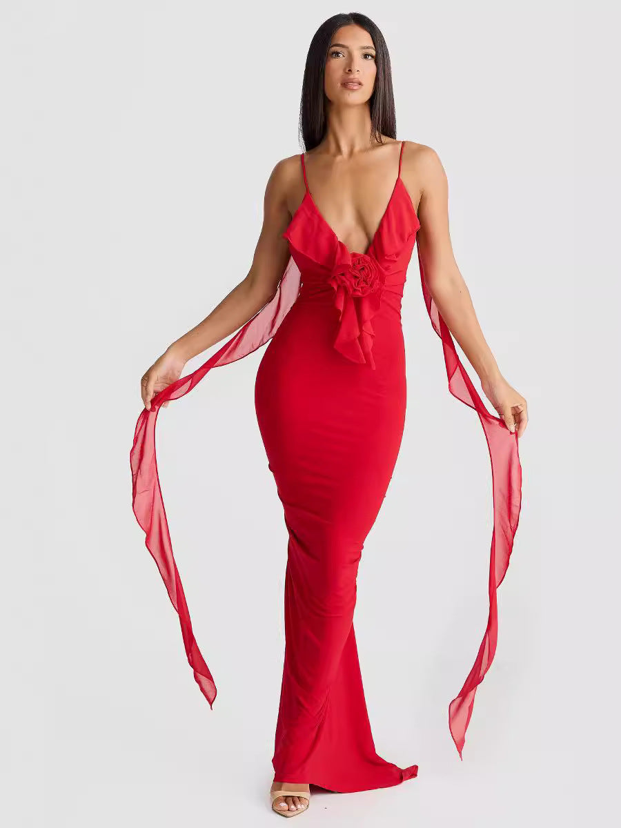 Women's V-Neck Backless Mermaid Evening Dress